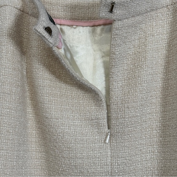 J.Crew Wool Blend Mini Skirt Size 14 Beige Tweed Lined A-Line - Picture 3 of 5